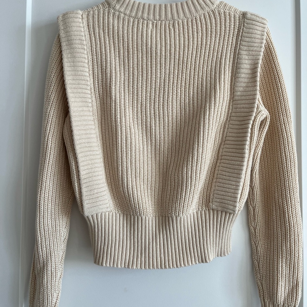 Cream Ribbed Women's Sweater